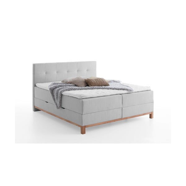 Letto boxspring grigio chiaro con contenitore 160x200 cm Catania - Meise Möbel-image-3