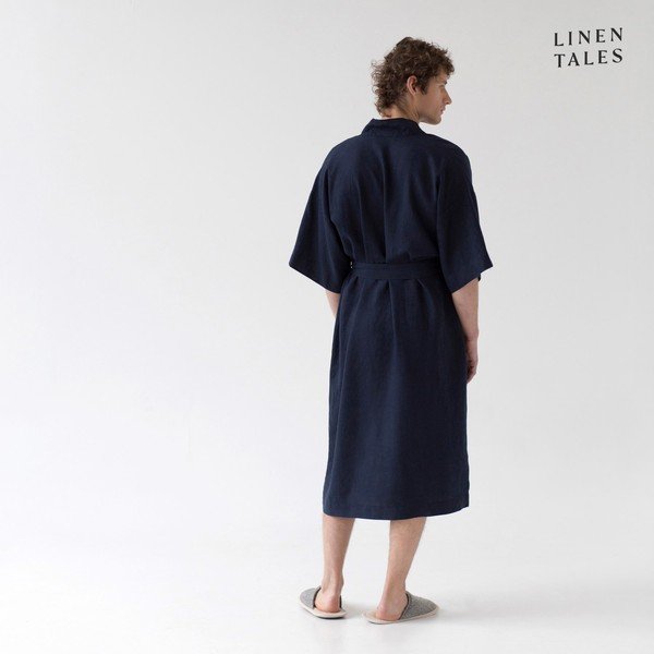 Vestaglia di lino blu scuro taglia S/M Summer - Linen Tales-image-2