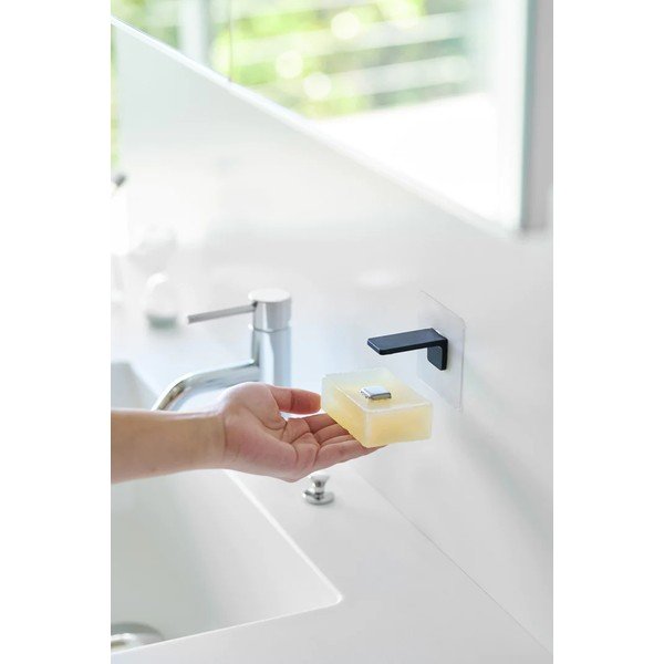 Porta dispenser per sapone nero autoportante magnetico in plastica Film Hook - YAMAZAKI-image-1