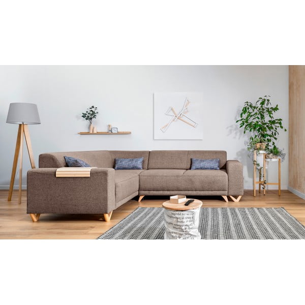 Divano angolare marrone allungabile e con contenitore (con penisola a sinistra/a L) Classy Sophie – Miuform-image-1