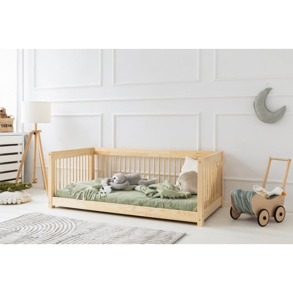 Letto per bambini in legno di pino in colore naturale 70x160 cm Mila CWW - Adeko-image-2