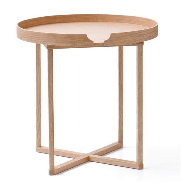 Tavolo contenitore in legno di quercia con piano estraibile Damieh, 45x45 cm Damien - Wireworks-image-2