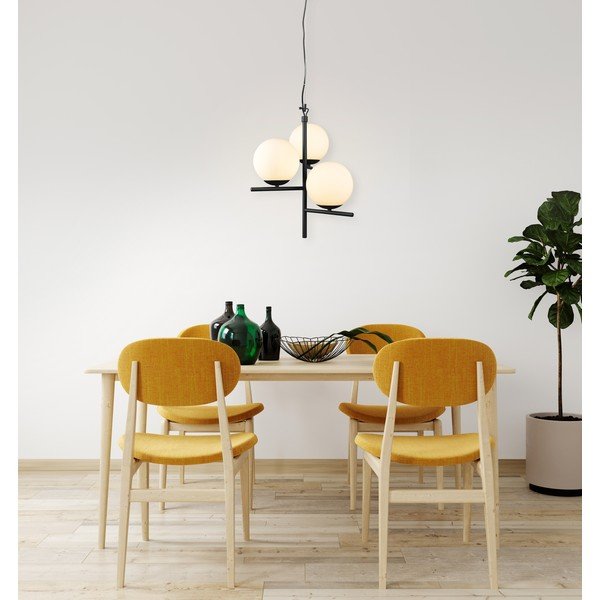 Lampadario nero opaco con paralume in vetro ø 40 cm Pure – Trio-image-3