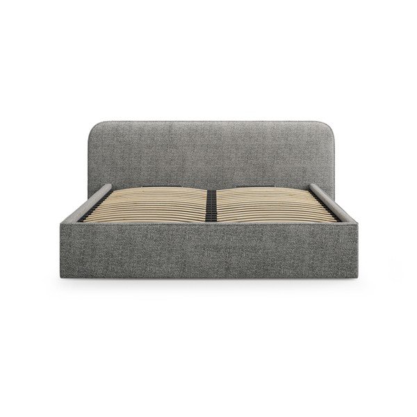 Letto matrimoniale imbottito grigio scuro con contenitore e rete inclusi 160x200 cm Elizabeth – Micadoni -image-4