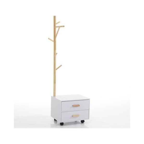 Bílý noční stolek s věšákem na pravé straně Tomasucci Tree