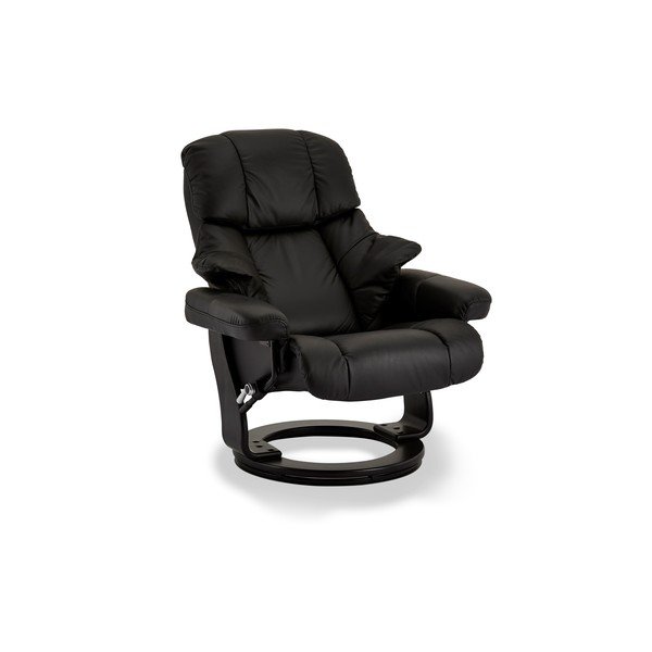 Poltrona reclinabile in pelle nera con poggiapiedi Crown - Furnhouse-image-1