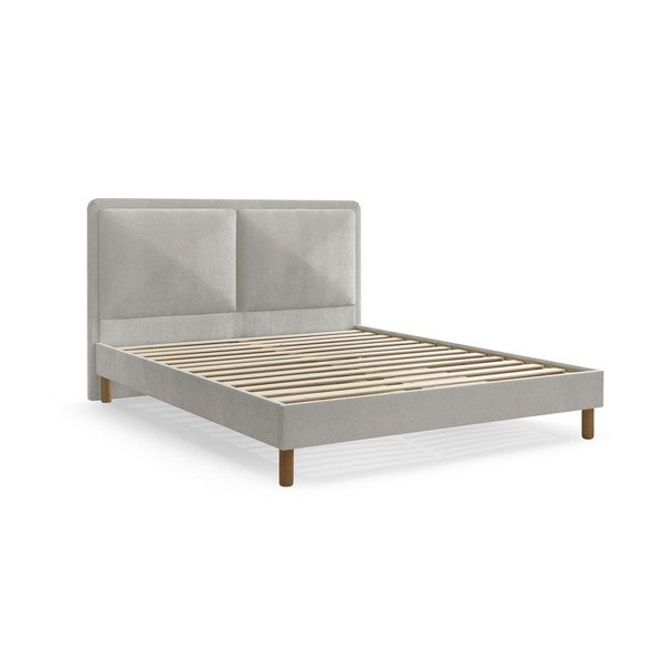 Letto matrimoniale imbottito grigio imbottito con rete inclusa 180x200 cm Mara – Bobochic Paris