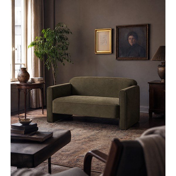 Divano verde con rivestimento in velluto 140 cm Abby – Micadoni -image-4