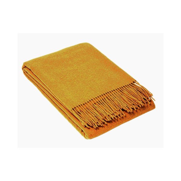 Plaid di lana Deluxe marrone senape, 140 x 200 cm - LANZARETTI
