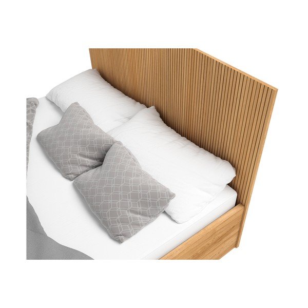 Letto matrimoniale in rovere con contenitore in colore naturale 140x190 cm Rayana - Marckeric-image-4