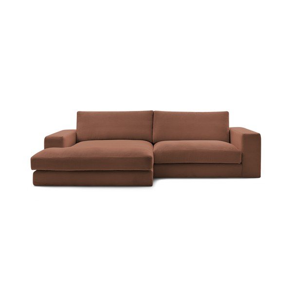 Divano angolare color terracotta (penisola a sinistra/chaise lounge) con rivestimento in velluto a coste Leonard – Bobochic Paris