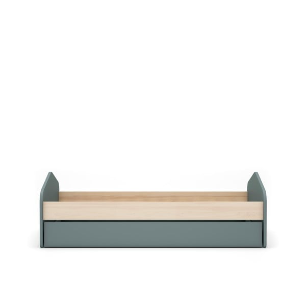 Letto da bambini estraibile di colore naturale/verde polveroso con effetto pino con contenitore con rete inclusa 90x200 cm Estefania – Marckeric-image-2