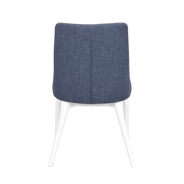 Sedia da pranzo imbottita blu con gambe bianche Bea - Rowico-image-3