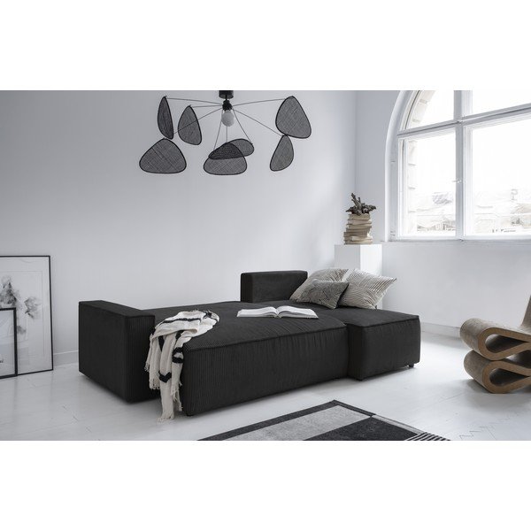 Divano letto angolare in velluto a coste color antracite Brave Dave - Miuform-image-3