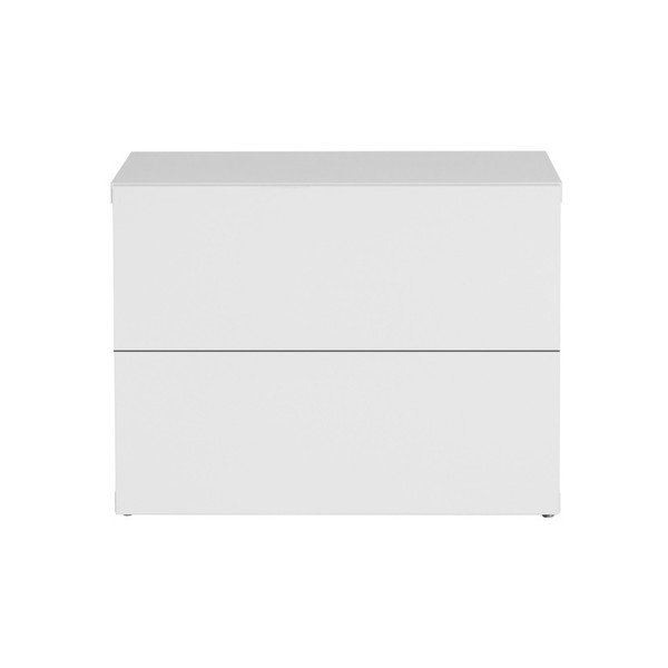 Comodino bianco lucido con 2 cassetti Aurora - TemaHome