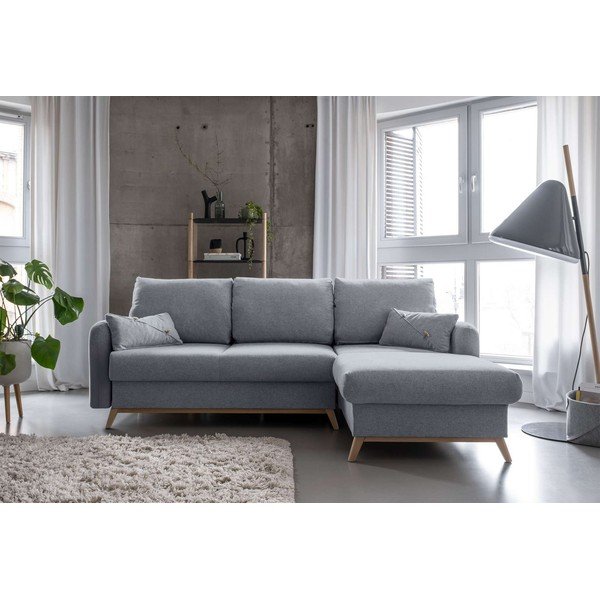 Divano letto angolare grigio chiaro, angolo destro Scandic Lagom - Miuform-image-1