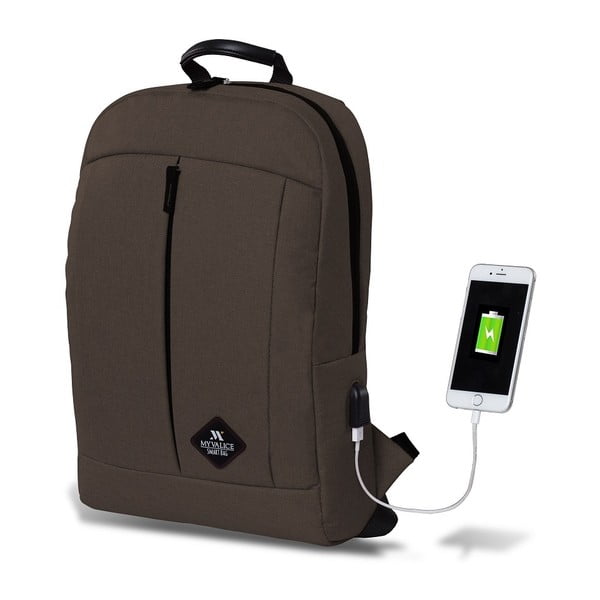 Zaino marrone scuro con porta USB My Valice GALAXY Smart Bag - Myvalice