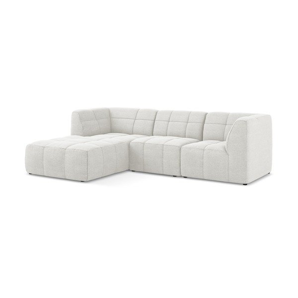 Divano angolare bianco (con penisola a sinistra/con chaise lounge) con rivestimento in bouclé Aloha – Makamii-image-2