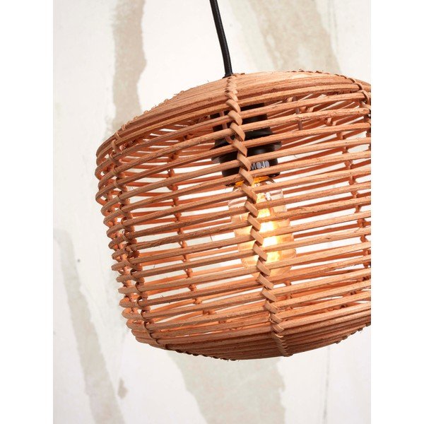 Lampada da terra con paralume in rattan di colore bianco e naturale (altezza 150 cm) Tanami - Good&Mojo-image-4