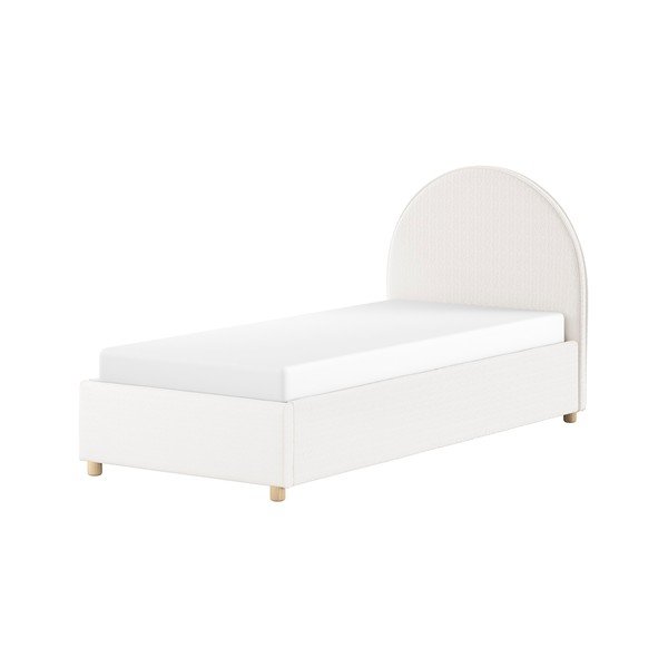 Letto singolo imbottito bianco con contenitore con rete inclusa 90x200 cm Moon – Vipack