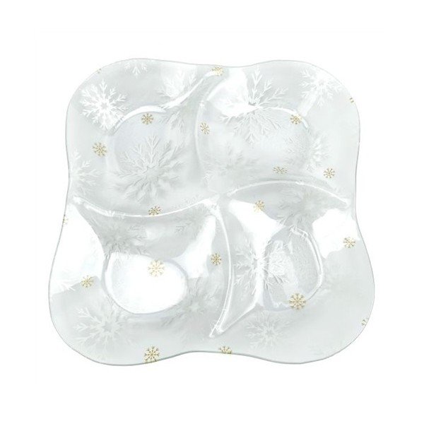 Piatto da portata in vetro a tema natalizio ø 28,5 cm Frosty Flakes – Dakls