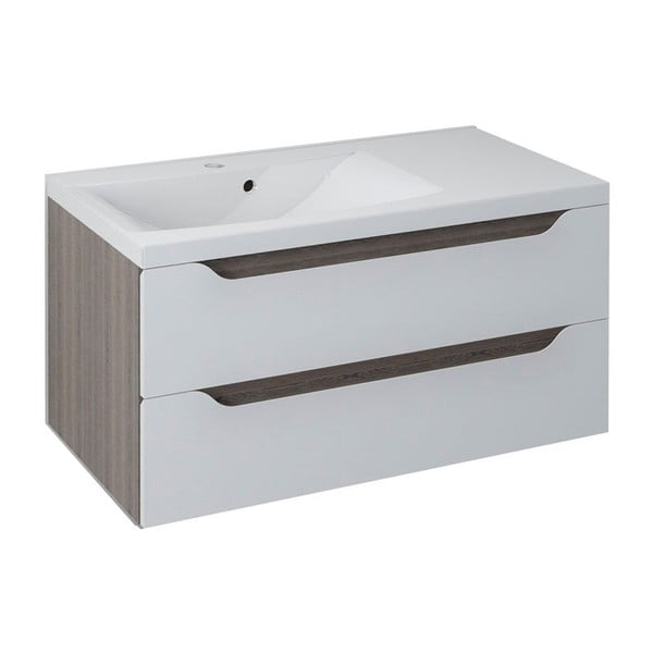 Mobile senza lavabo bianco/di colore naturale con effetto legno esotico da appendere 90x45 cm Wave – Sapho