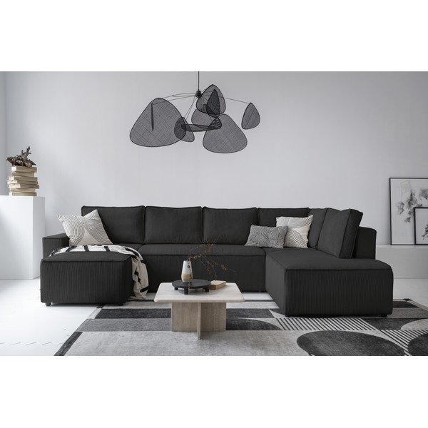 Divano letto angolare in velluto a coste color antracite Brave Dave - Miuform-image-3