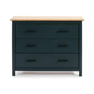 Cassettiera bassa blu scuro in legno di pino 100x80 cm Miranda - Marckeric