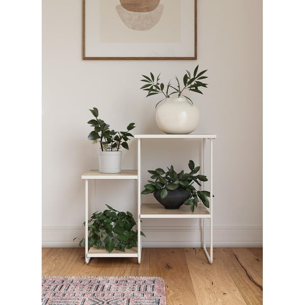 Consolle bianca con piano effetto frassino naturale 35x67 cm Dante - Støraa-image-2