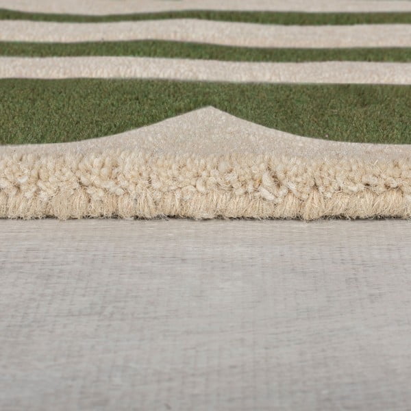 Tappeto in lana tessuto a mano di colore verde-naturale 120x170 cm Lois Scallop - Flair Rugs-image-4