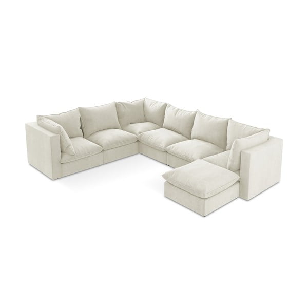 Divano angolare beige (con penisola a sinistra/a U) Manao – Makamii-image-1