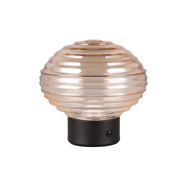 Lampada da tavolo LED dimmerabile nera e beige con paralume in vetro (altezza 14,5 cm) Earl - Trio