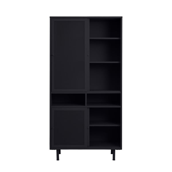 Armadietto nero in metallo con porte scorrevoli 90x180x40 cm Veep – Unique Furniture-image-3