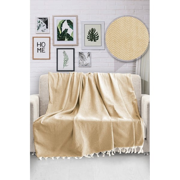 Copriletto in cotone giallo senape HN, 170 x 230 cm - Viaden