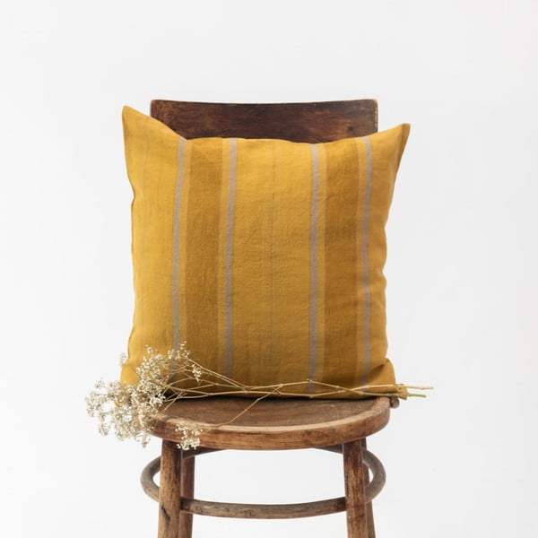 Federa di lino 50x50 cm Amber Bronze Stripes - Linen Tales