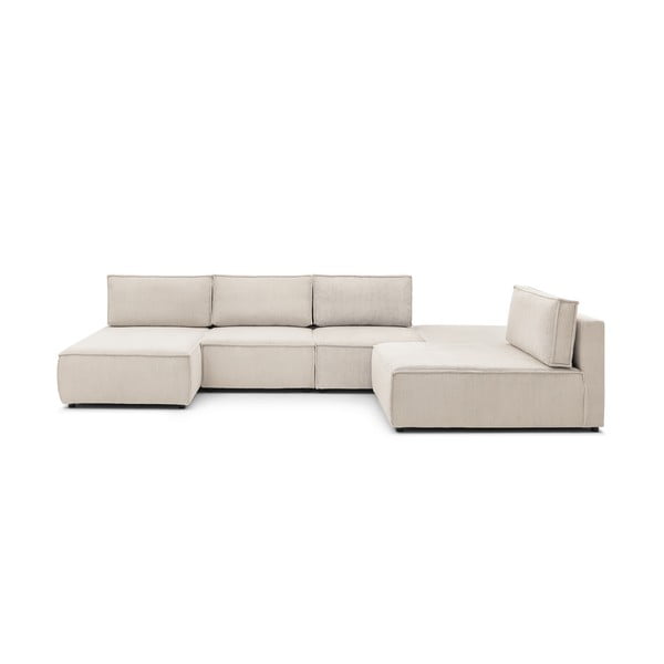 Divano angolare in velluto a coste variabile crema Nihad modular - Bobochic Paris-image-3