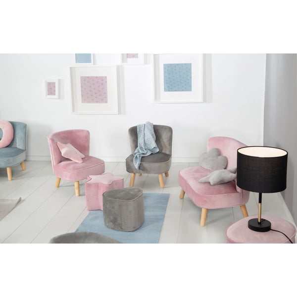 Sedia per bambini in velluto grigio chiaro Lil Sofa - Roba-image-2