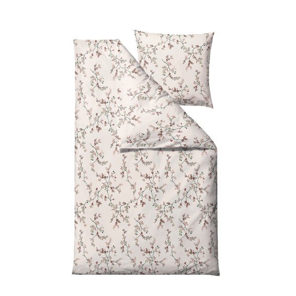 Set copripiumino e federa beige in raso di cotone per letto singolo 140x200 cm Grace – Södahl