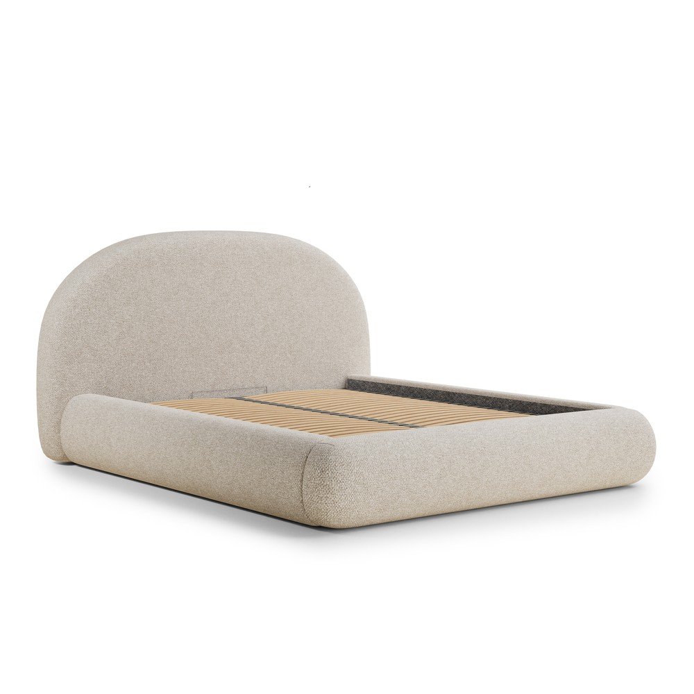Letto matrimoniale imbottito color crema con contenitore con rete inclusa 140x200 cm Maumere – Maison de Rêve | Letti matrimoniali