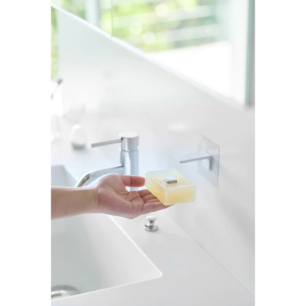 Porta dispenser per sapone bianco autoportante magnetico in plastica Film Hook - YAMAZAKI-image-4