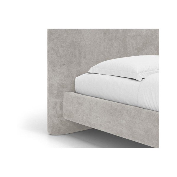 Letto matrimoniale imbottito grigio chiaro con rete inclusa 160x200 cm Vera – Micadoni -image-4