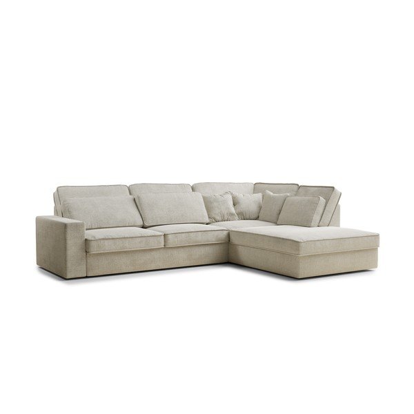 Divano angolare greige (con penisola a destra/a L) con rivestimento in ciniglia Kirou – Maison de Rêve-image-2