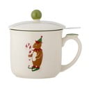 Tazza color crema in gres a tema natalizio con filtro 300 ml Valentin – Bloomingville