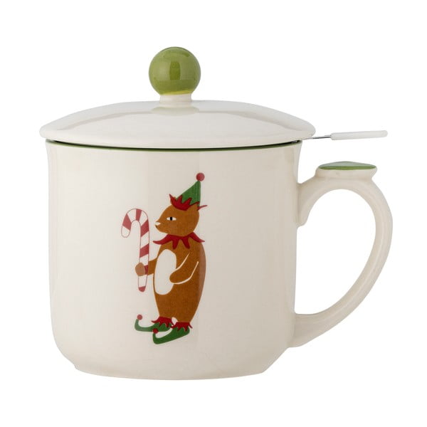 Tazza color crema in gres a tema natalizio con filtro 300 ml Valentin – Bloomingville