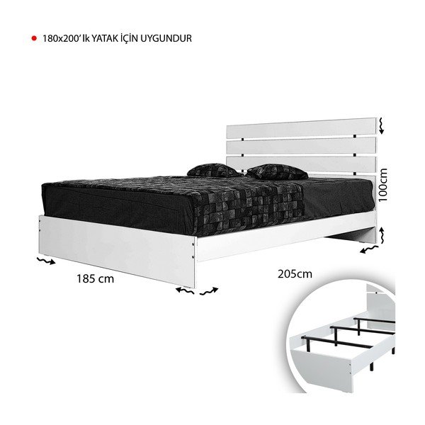 Letto matrimoniale bianco 180x200 cm Fuga - Kalune Design-image-4