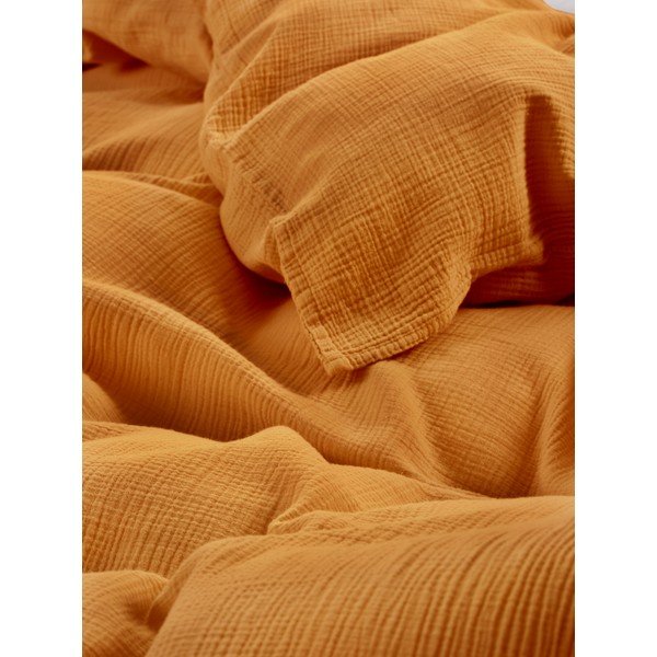 Set copripiumino e federa color senape in mussola per letto singolo 140x200 cm Amilia – Jotex-image-3