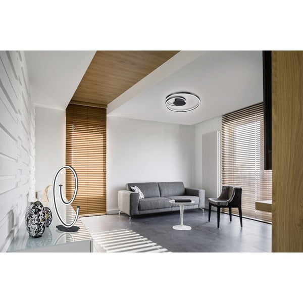 Apparecchio da soffitto a LED nero con controllo vocale/app mobile con paralume in metallo Ciola - CINQUE-image-1