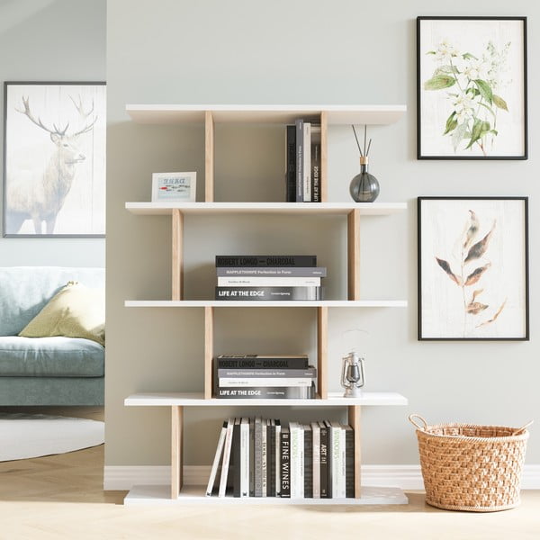 Libreria in rovere bianco/naturale 90x127 cm Harmon - Kalune Design-image-2