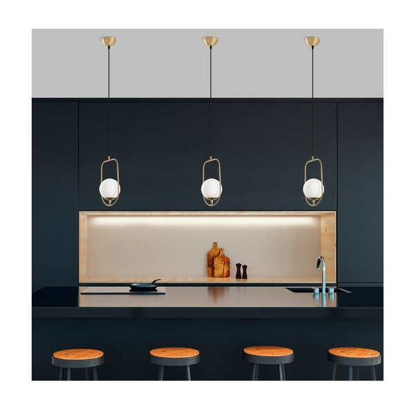 Lampadario dorato con paralume in vetro Skew – Opviq lights-image-4