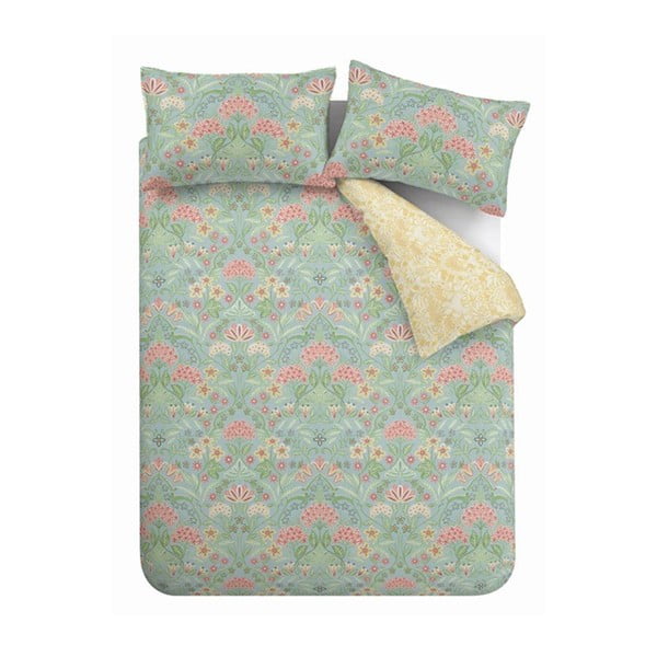 Biancheria da letto gialla/verde in cotone per letto matrimoniale 200x200 cm Art Deco Hydrangea – RHS